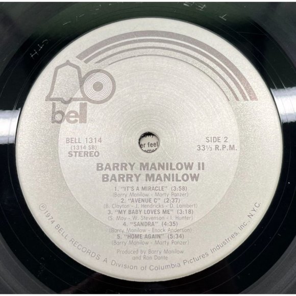 Barry Manilow II Pop LP Vinyl Vintage Bell Records 1974 Mandy Its a Miracle - Picture 3 of 8